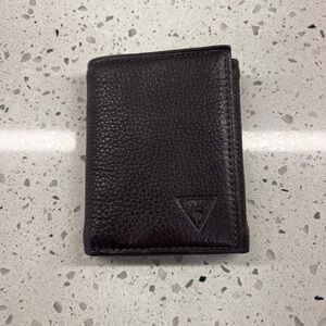 Guess Dark Brown Leather Trifold Card Holder/Wallet